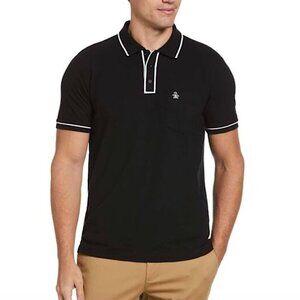 PENGUIN Organic Cotton Polo Shirt L Short Sleeve Black